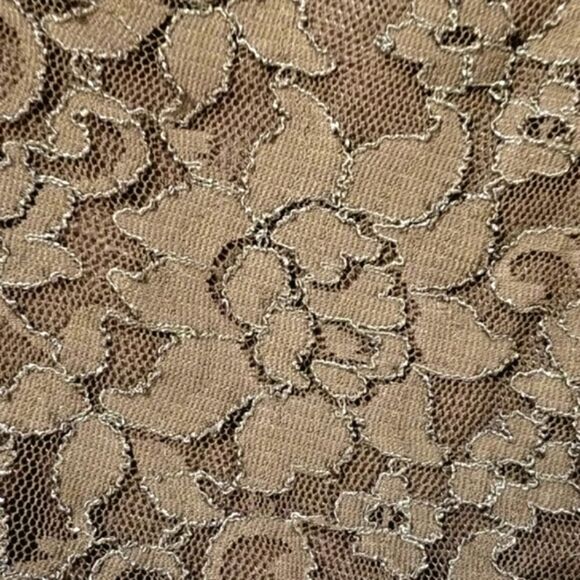 NWT, Kimchi Blue Taupe Colored   Lace Overlay Scalloped Bodycon Mini Dress, XS - Picture 5 of 8